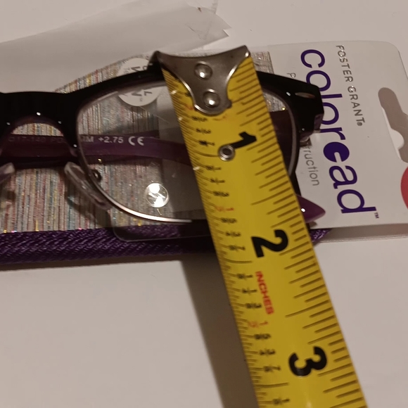 👀FOSTER GRANT 2.50 READERS PURPLE/BLACK + CASE Approximate length 1.34" tall - Picture 4 of 4